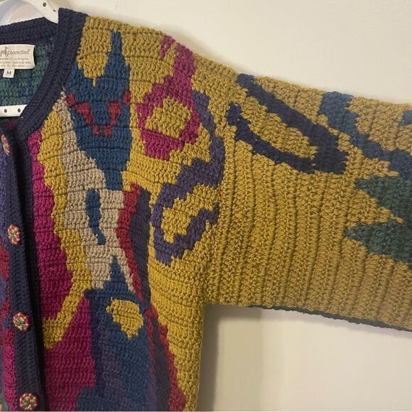 Peruvian Connection vintage cardigan button sweater RARE - Picture 4 of 9